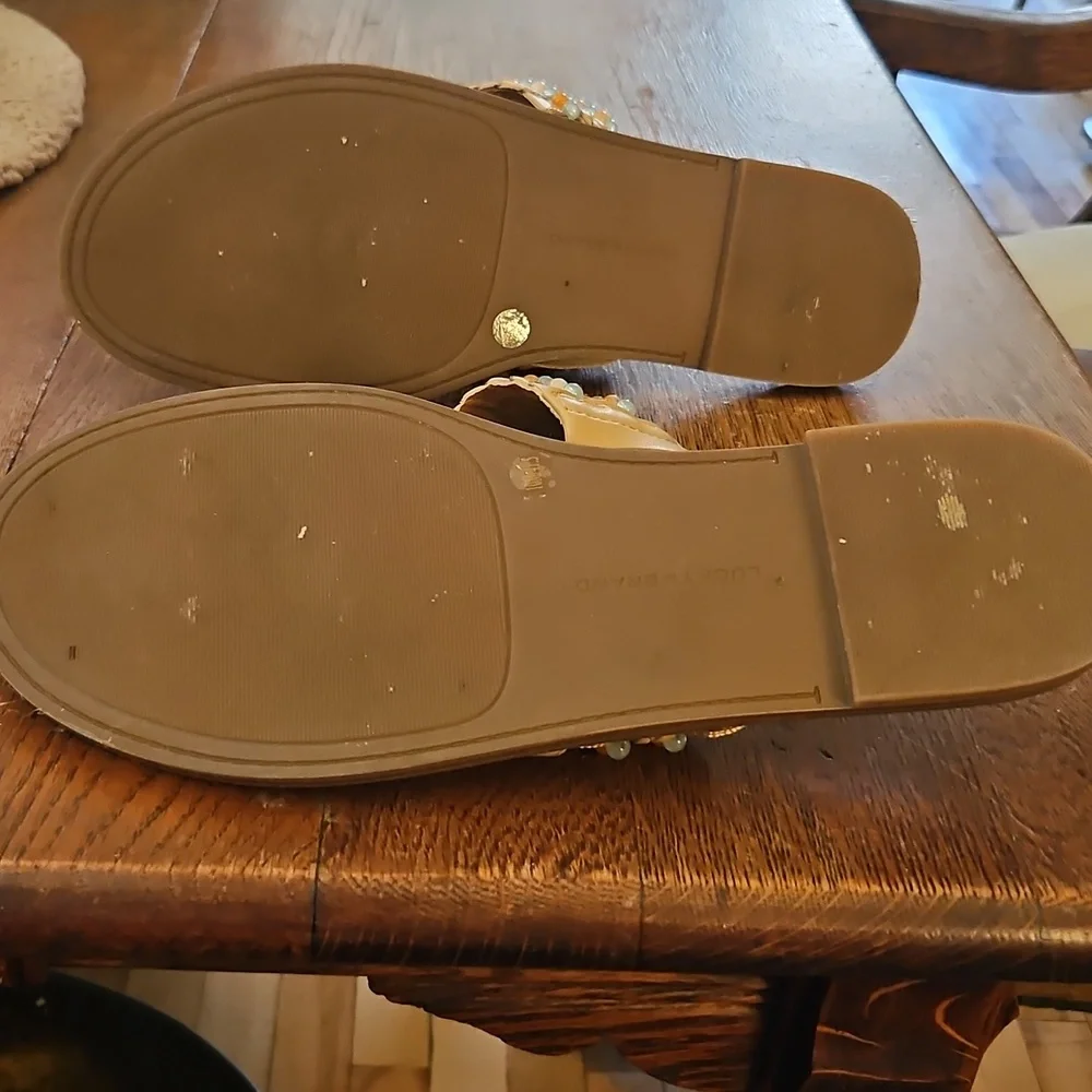 Lucky Brand Tan Beaded Women's Sandals - Picture 6 of 8